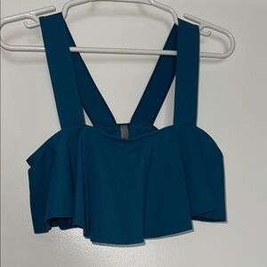 Teal Ruffled Crop Tank Top